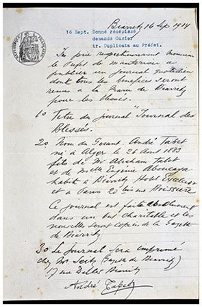 Demande de publication du Journal des blessés